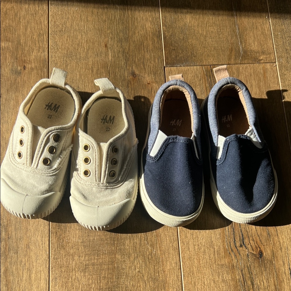 H&M Kids Slip-On Sneakers - Beige and Dark Blue